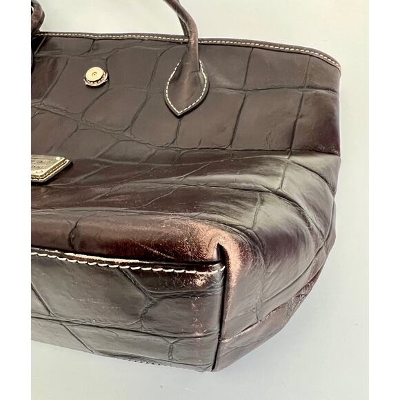 Dooney & Bourke Croc Embossed Shoulder Bag - Dark Brown - Picture 7 of 13